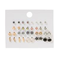 Zinc Alloy Stud Earring Set, with Plastic Pearl & Iron & Acrylic, plated, fashion jewelry & for woman, mixed colors 