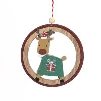 Christmas Hanging Decoration, Wood, Flat Round, brushwork & Christmas jewelry 100mm 