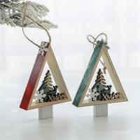 Christmas Hanging Decoration, Wood, Triangle, brushwork & Christmas jewelry 