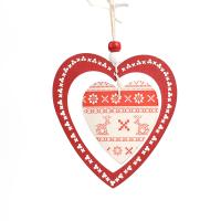Christmas Hanging Decoration, Wood, brushwork & Christmas jewelry, red 