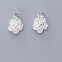 Sterling Silver Flower Pendants, 925 Sterling Silver, silver color plated, silver color 