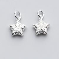 Sterling Silver Star Pendants, 925 Sterling Silver, silver color plated, hollow, silver color 