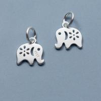 Sterling Silver Animal Pendants, 925 Sterling Silver, Elephant, silver color plated, hollow, silver color 