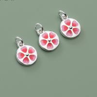 Sterling Silver Pendants, 925 Sterling Silver, silver color plated, epoxy gel, red 