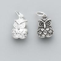 Sterling Silver Animal Pendants, 925 Sterling Silver, Owl, plated 