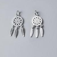 Sterling Silver Pendants, 925 Sterling Silver, Dream Catcher, plated, hollow 