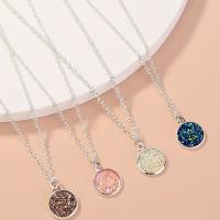 Crystal Zinc Alloy Necklace, with Crystal, Flat Round, platinum color plated, 4 pieces & for woman Approx 19.6 Inch 