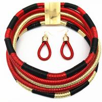 Plastic Jewelry Set, collar & earring, with Zinc Alloy, 2 pieces & multilayer & for woman 70mm Approx 16.5 Inch 