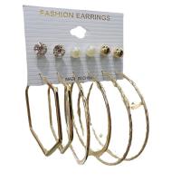 Zinc Alloy Earring Set, with ABS Plastic Pearl & Iron, plated, for woman & with rhinestone 8mm, 30-70mm 