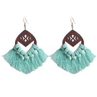 Fashion Tassel Earring, Wood, with Cotton Thread & Iron, fashion jewelry & for woman 100mm 
