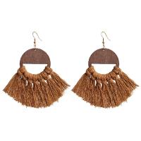 Fashion Tassel Earring, Wood, with Cotton Thread & Iron, fashion jewelry & for woman 100mm 