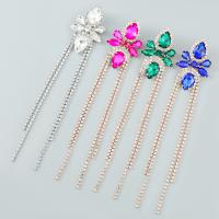 Zinc Alloy Rhinestone Drop Earring, fashion jewelry & for woman & with glass rhinestone & with rhinestone 