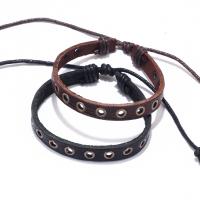 Cowhide Bracelets, with Wax Cord & Zinc Alloy, fashion jewelry & Unisex 