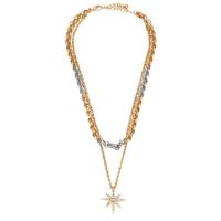 Rhinestone Zinc Alloy Necklace, plated, Double Layer & fashion jewelry & for woman & with rhinestone, two different colored, 26mm cm 