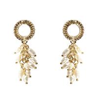 Plastic Pearl Zinc Alloy Earring, with Plastic Pearl, plated, fashion jewelry & for woman, 49mm 