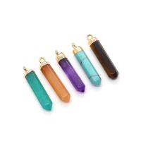 Gemstone Brass Pendants, Natural Stone, with Brass, Conical, gold color plated & Unisex 