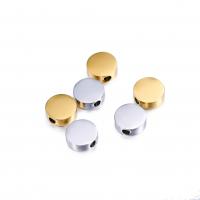 Edelstahl Perlen, 304 Edelstahl, flache Runde, Vakuum-Ionen-Beschichtung, DIY, keine, 8mm, ca. 10PCs/Tasche, verkauft von Tasche
