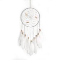 Mode Dreamcatcher, plume, avec Fil de coton & bois & fer, fait à la main, Suspendus, blanc Vendu par PC