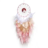 Mode Dreamcatcher, plume, avec Fil de coton & perle de plastique & fer, fait à la main, Suspendus, couleurs mélangées Vendu par PC