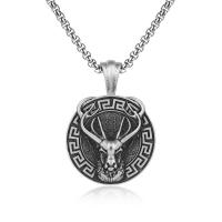 Titanium Steel Pendants, Deer, silver color plated, Christmas jewelry & for man, black 