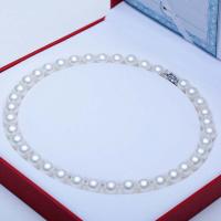 Shell Pearl Necklace, with Brass, Round, silver color plated & for woman, white .93 Inch 