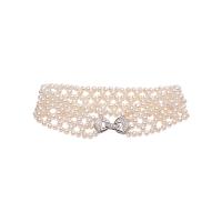 Cultured Freshwater Pearl Brass Bracelet, with Brass, plated, multilayer & for woman & with rhinestone 4-5mm .1 Inch 