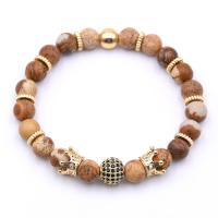 Gemstone Bracelets, with Brass & Unisex & micro pave cubic zirconia Approx 7.48 Inch 