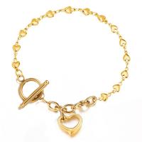Stainless Steel Charm Bracelet, 304 Stainless Steel, Heart  & for woman 