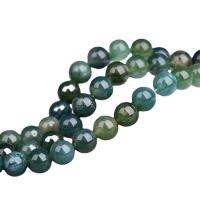 Natural Moss Agate Beads, Round, polished, DIY Approx 14.17 Inch 