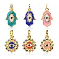 Zinc Alloy Evil Eye Pendant, gold color plated, DIY & with rhinestone 