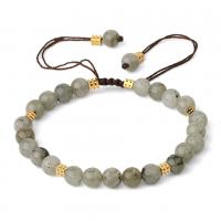 Gemstone Bracelets, with Cotton Cord & Zinc Alloy, Adjustable & Unisex, 6mm Approx 6.89 Inch 