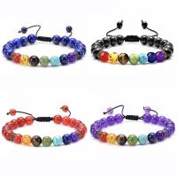 Gemstone Bracelets, with Nylon Cord & Zinc Alloy, Round, antique bronze color plated, fashion jewelry & Unisex & adjustable 8mm Approx 18-24 cm, Approx  