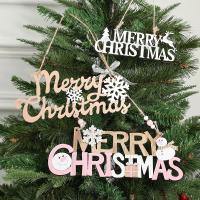Wood Christmas Tree Decoration, Alphabet Letter, brushwork, Christmas jewelry 