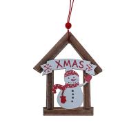 Wood Christmas Tree Decoration, House, brushwork & Christmas jewelry 