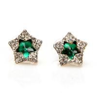 Zinc Alloy Rhinestone Stud Earring, Star, gold color plated, fashion jewelry & for woman & with rhinestone 17mm 