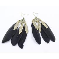 Fashion Feather Earring , Zinc Alloy, with Feather, Leaf, antique bronze color plated, vintage & fashion jewelry & Bohemian style & for woman 100mm 