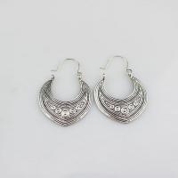Zinc Alloy Leverback Earring, antique silver color plated, vintage & fashion jewelry & Bohemian style & carved & for woman, silver color 