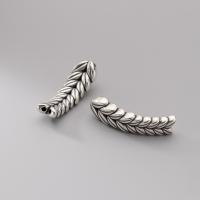 925 Sterling Silver Curved Tube Beads, Wheat, silver color plated & matte, original color 