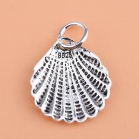 Sterling Silver Pendants, 925 Sterling Silver, Shell, silver color plated, original color, 12.2mm 