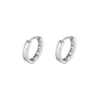 Sterling Silver Huggie Hoop Earring, 925 Sterling Silver, platinum plated, fashion jewelry & for woman, original color, 12mm 