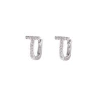 Sterling Silver Huggie Hoop Earring, 925 Sterling Silver, plated, micro pave cubic zirconia & for woman 11mm 