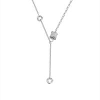 Sterling Silver Jewelry Necklace, 925 Sterling Silver, platinum plated, fashion jewelry & for woman & with rhinestone, original color, 460mm 