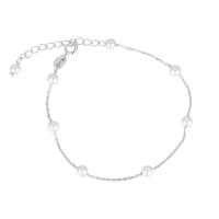 Perlen Sterling Silber Armbänder, 925er Sterling Silber, mit Kunststoff Perlen, platiniert, Modeschmuck & für Frau, originale Farbe, 190mm, verkauft von PC