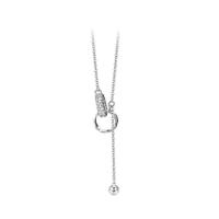 Cubic Zirconia Micro Pave Sterling Silver Necklace, 925 Sterling Silver, plated, micro pave cubic zirconia & for woman 450mm 