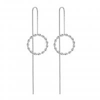 Sterling Silver Thread Through Earrings, 925 Sterling Silver, plated, fashion jewelry & for woman 110mm 