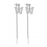 Fashion Fringe Earrings, 925 Sterling Silver, Butterfly, plated, for woman & hollow 60mm 