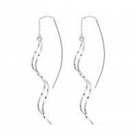 Sterling Silver Thread Through Earrings, 925 Sterling Silver, plated, fashion jewelry & for woman 70mm 