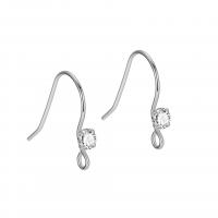 Sterling Silver Hook Earwire, 925 Sterling Silver, plated, micro pave cubic zirconia & for woman 14mm 