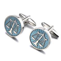 Brass Cufflinks, Flat Round, platinum color plated, fashion jewelry & for man & enamel, 14-20mm 