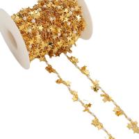Cadena Decorativa de Metal, con Perlas plásticas, 18K chapado en oro, Bricolaje & diferentes estilos para la opción, Vendido por Yarda